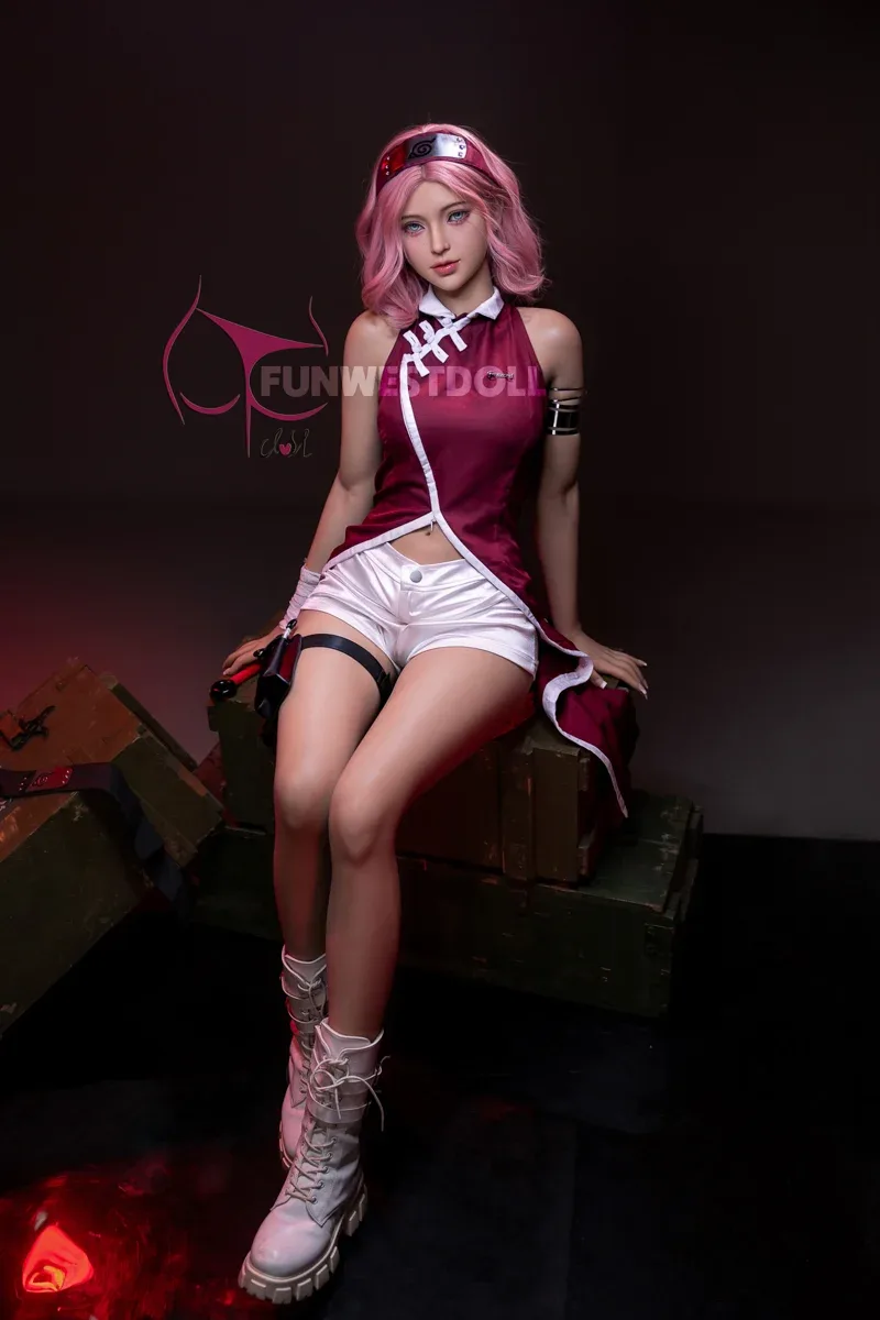 Funwest TPE 159cm A Cup Sex Doll Alice Pink Wig view 6
