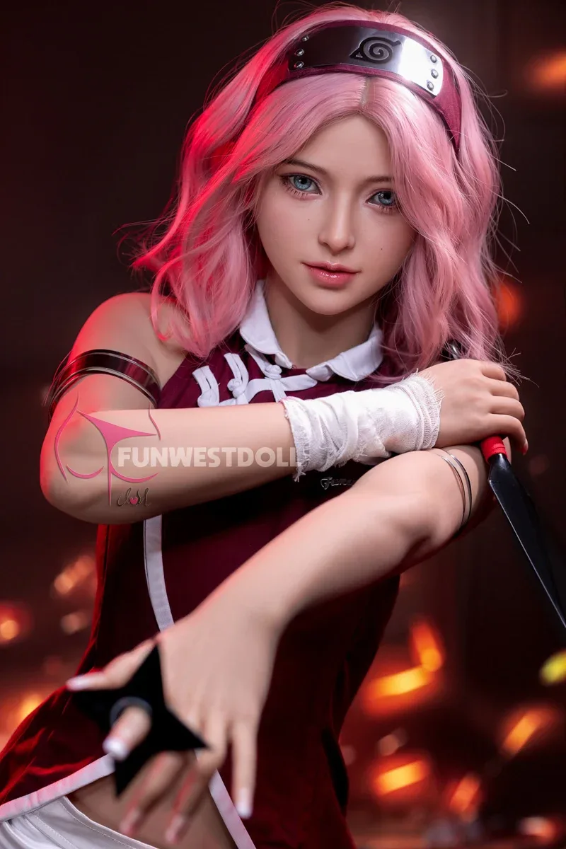 Funwest TPE 159cm A Cup Sex Doll Alice Pink Wig view 4