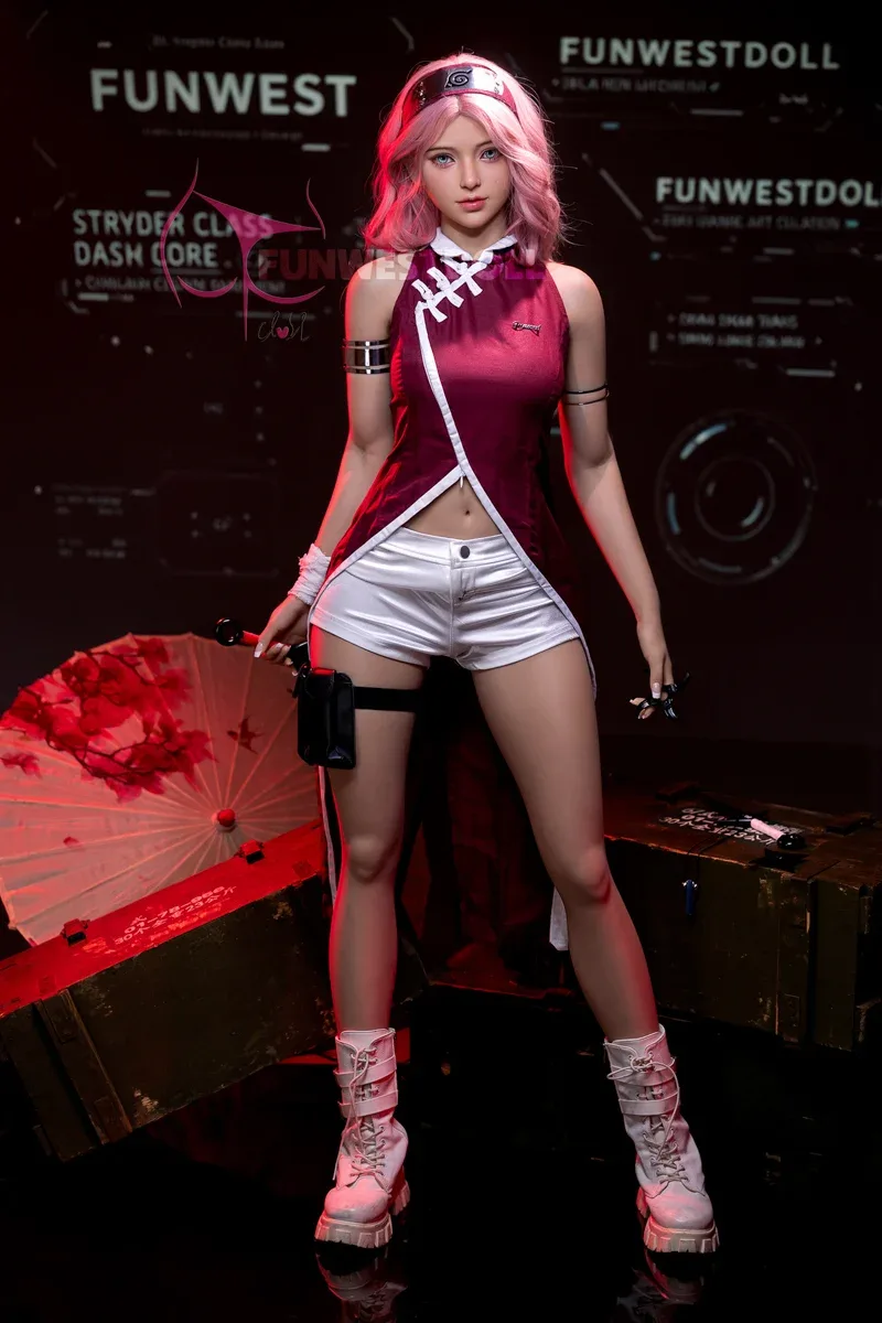 Funwest TPE 159cm A Cup Sex Doll Alice Pink Wig