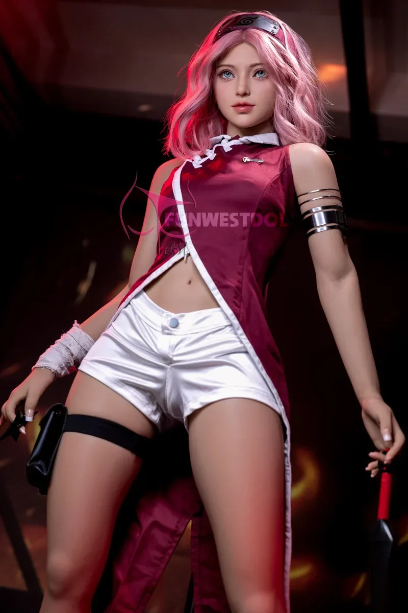 Funwest TPE 159cm A Cup Sex Doll Alice Pink Wig view 5