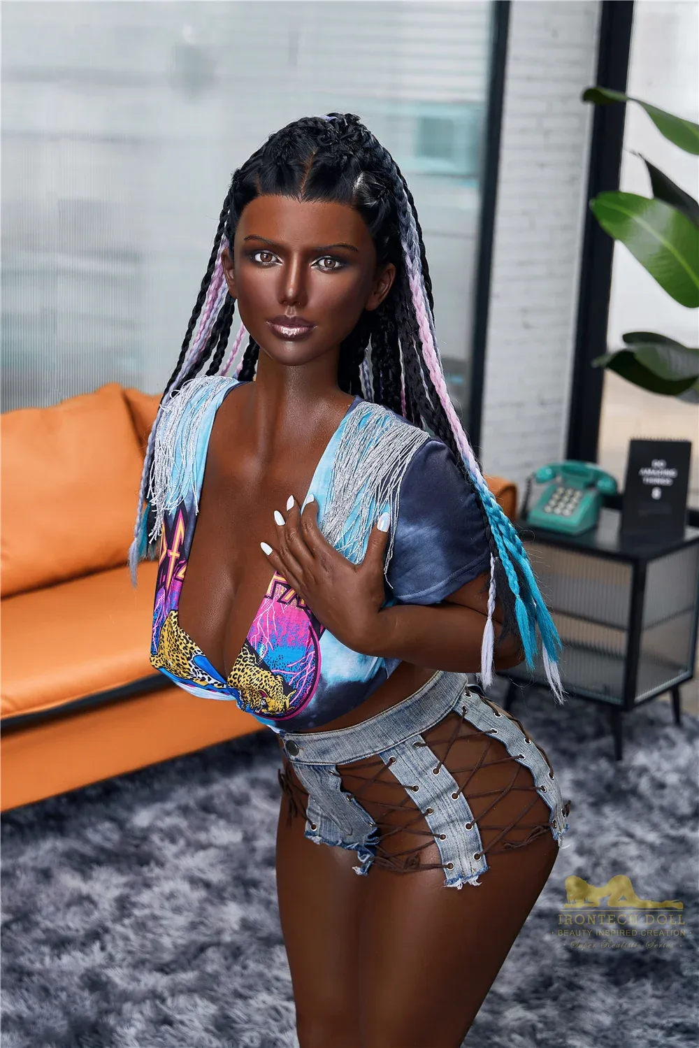 IronTech 160cm Silicone G Cup Sex Doll Celine Black Skin view 4