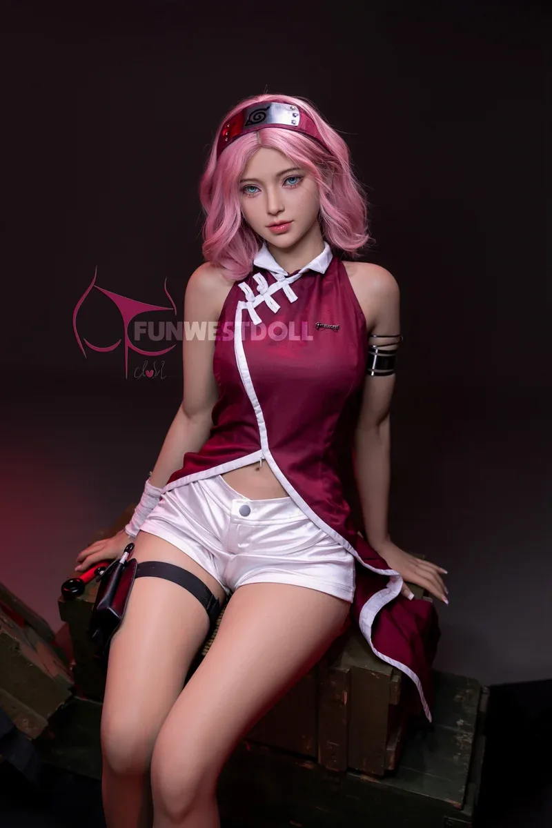 Funwest TPE 159cm A Cup Sex Doll Alice Pink Wig view 7